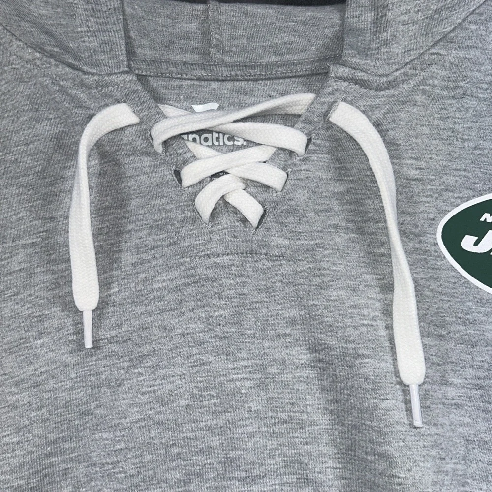 New York Jets Fanatics Hoodie Long Sleeve Mens 3X Gray Pocket NFL Lace